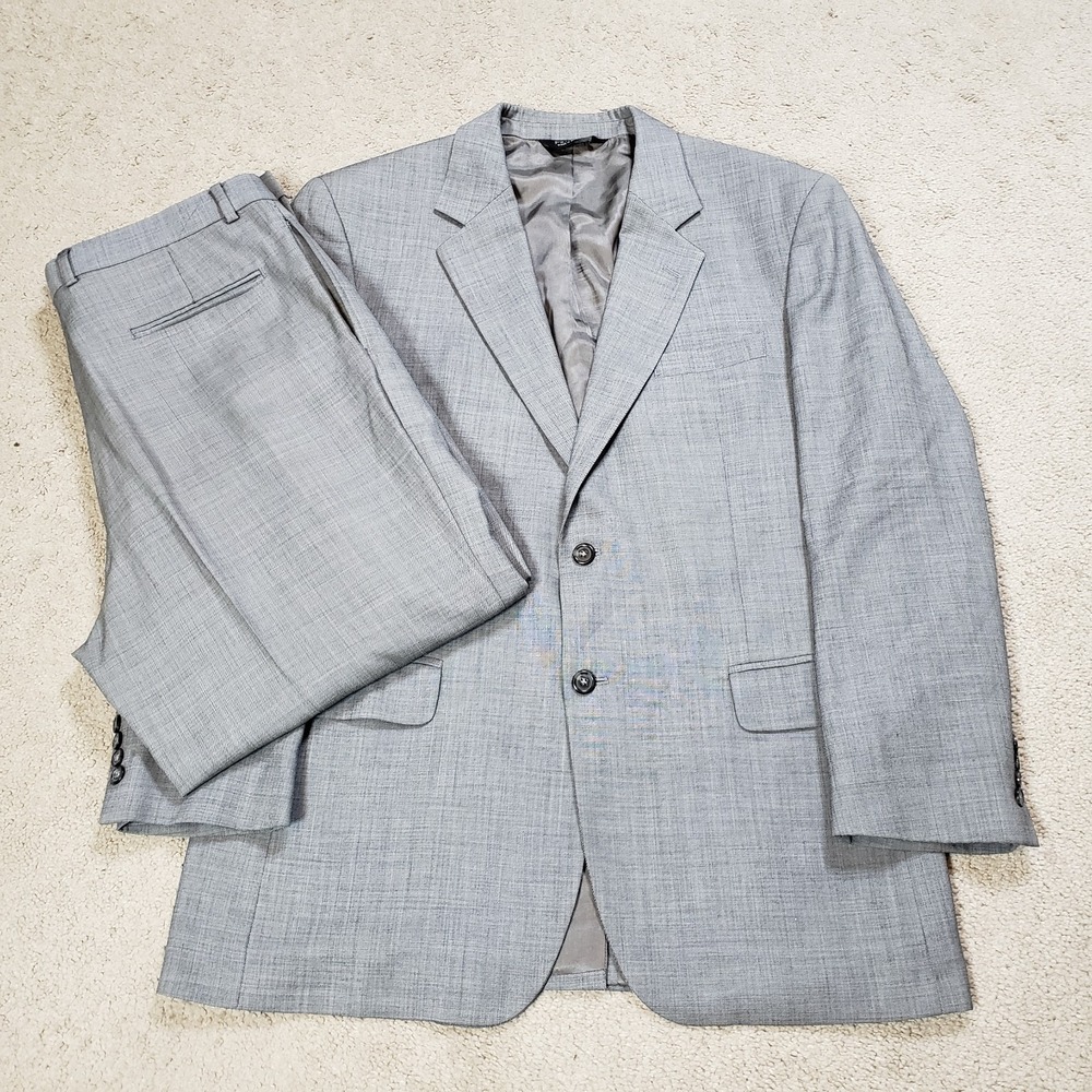 Jos. A Bank 2 Piece Suit Mens 43R 34X28 Gray 2 Button SV Wool Cashmere